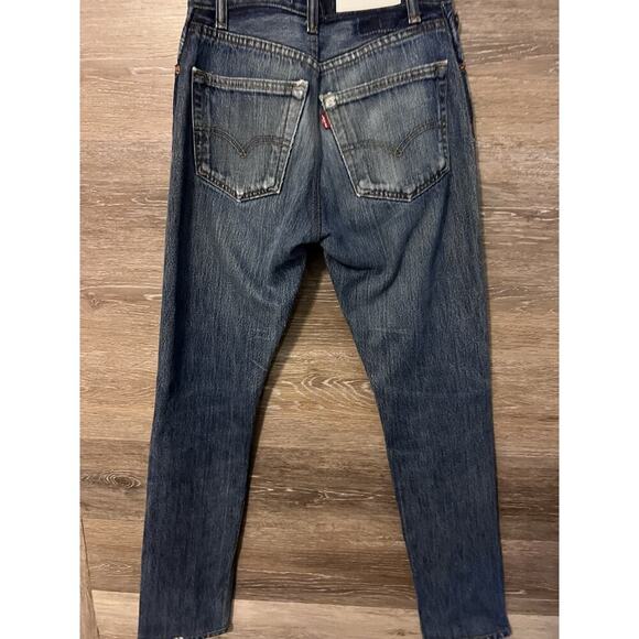 RE/DONE Levi’s Jeans Women's 23 Blue 501 High Rise Skinny Distressed Butterfly - Picture 7 of 10